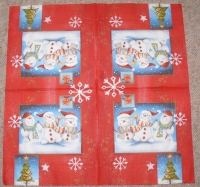 Servietten -  drei Schneemänner (ca. 33cm Papierserviette)
