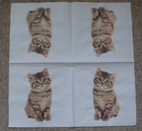 Servietten - Katze auf weiss (hell)  (ca. 33cm Papierserviette)