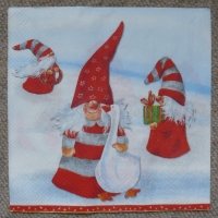 Servietten - Weihnachtsfrau mit Zuckerstange (ca. 33cm Papierserviette)