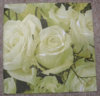 Servietten - weisse Rosen (ca. 33cm Papierserviette)