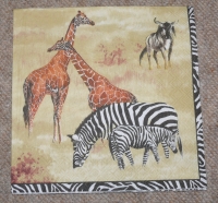 Servietten -  Afrika Tiere (beiger Hintergrund)   (33cm Papierserviette)
