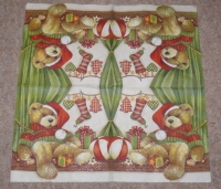 Servietten -  Bär mit Mütze (grün-rot)  (33cm Papierserviette)