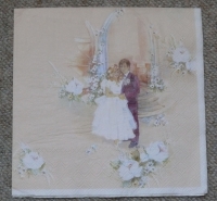 Servietten -  Brautpaar in beige  (33cm Papierserviette)