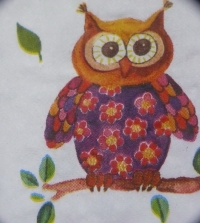 Servietten - 6 Eulen auf Ast (ca. 33cm Papierserviette)