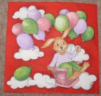 Servietten -  Hase mit Ballon (33cm Papierserviette)