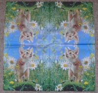 Servietten - schnüffelnde Katze (ca. 33cm Papierserviette)