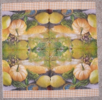 Servietten - Kürbis Mais - Gelb kariert (ca. 33cm Papierserviette)