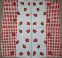 Servietten - Marienkäfer / kariertes Rot  (ca. 33cm Papierserviette)