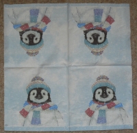 Servietten - Pinguin mit Mütze (ca. 33cm Papierserviette)