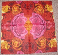 Servietten -  Rosen (Rot, Pink, Orange)  (ca. 33cm Papierserviette)
