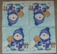 Servietten - Schneeman mit Mütze (ca. 33cm Papierserviette)