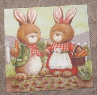 Servietten -  Hasen Paar (33cm Papierserviette)