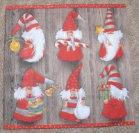 Servietten - rote Zwerge  (ca. 33cm Papierserviette)