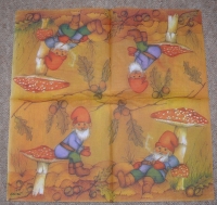 Servietten -  Zwerg und Pilz (33cm Papierserviette)