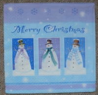 Servietten - 3 Schneemänner in hellblau (ca. 33cm Papierserviette)