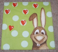 Servietten - Hase mit Herz  (ca. 33cm Papierserviette)