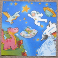 Servietten - Dinosaurier, Ufo, Astronaut  (ca. 33cm Papierserviette)