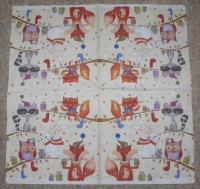 Servietten - Eule, Fuchs, Hase - Art  (ca. 33cm Papierserviette)