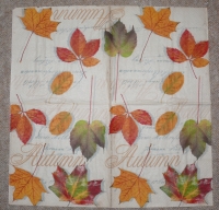 Servietten - Herbst Blätter auf Beige  (ca. 33cm Papierserviette)