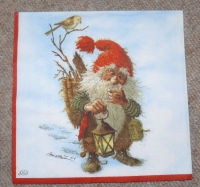 Servietten - Zwerg mit Laterne (ca. 33cm Papierserviette)