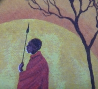 Servietten -  Afrika - Massai im Sonnenuntergang (33cm Papierserviette)