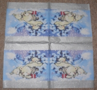 Servietten -  Eisbärin mit 2 Jungen  (ca. 33cm Papierserviette)