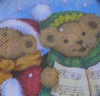 Servietten - 3 singende Bären  (ca. 33cm Papierserviette)