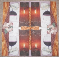 Servietten -  Wein, Käse, Kerze  (ca. 33cm Papierserviette)