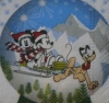 Servietten -  Micky & Minnie Mouse in der Schneekugel (ca. 33cm Papierserviette)