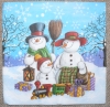Servietten - 3 Schneemänner im Schnee (ca. 33cm Papierserviette)