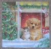 Servietten - Hund & Katze an Weihnachten (ca. 33cm Papierserviette)