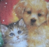 Servietten - Hund & Katze an Weihnachten (ca. 33cm Papierserviette)