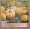 Servietten - Kürbis Mais - Gelb kariert (ca. 33cm Papierserviette)