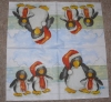 Servietten -  Pinguin mit roter Mütze   (ca. 33cm Papierserviette)
