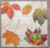 Servietten - Herbst Blätter auf Beige  (ca. 33cm Papierserviette)