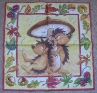 Servietten - Igel - Pilz - Herbst - vielseidig  (33cm Papierserviette)